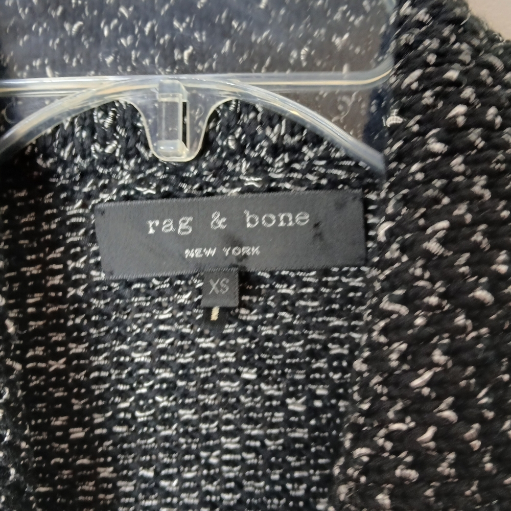 🍂 Rag & Bone Grey & Black Knitted & Fitted Zip up Jacket with flared collar XS - Picture 8 of 12